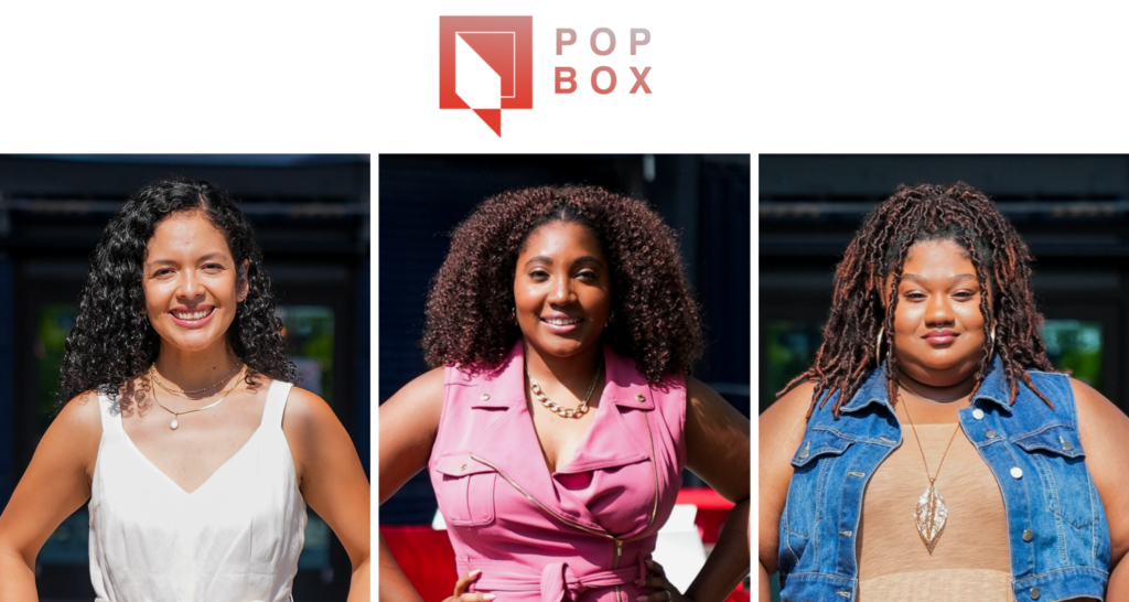PopBox receipients Daniela Cho, Lakeisha Sutton and LaDonna Standback